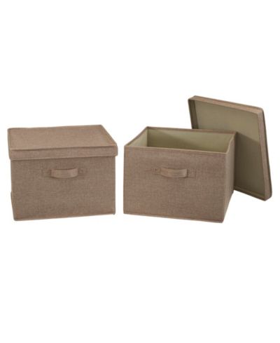 Household Essentials Square Storage Box With Lid, 15"x15"x10", Latte