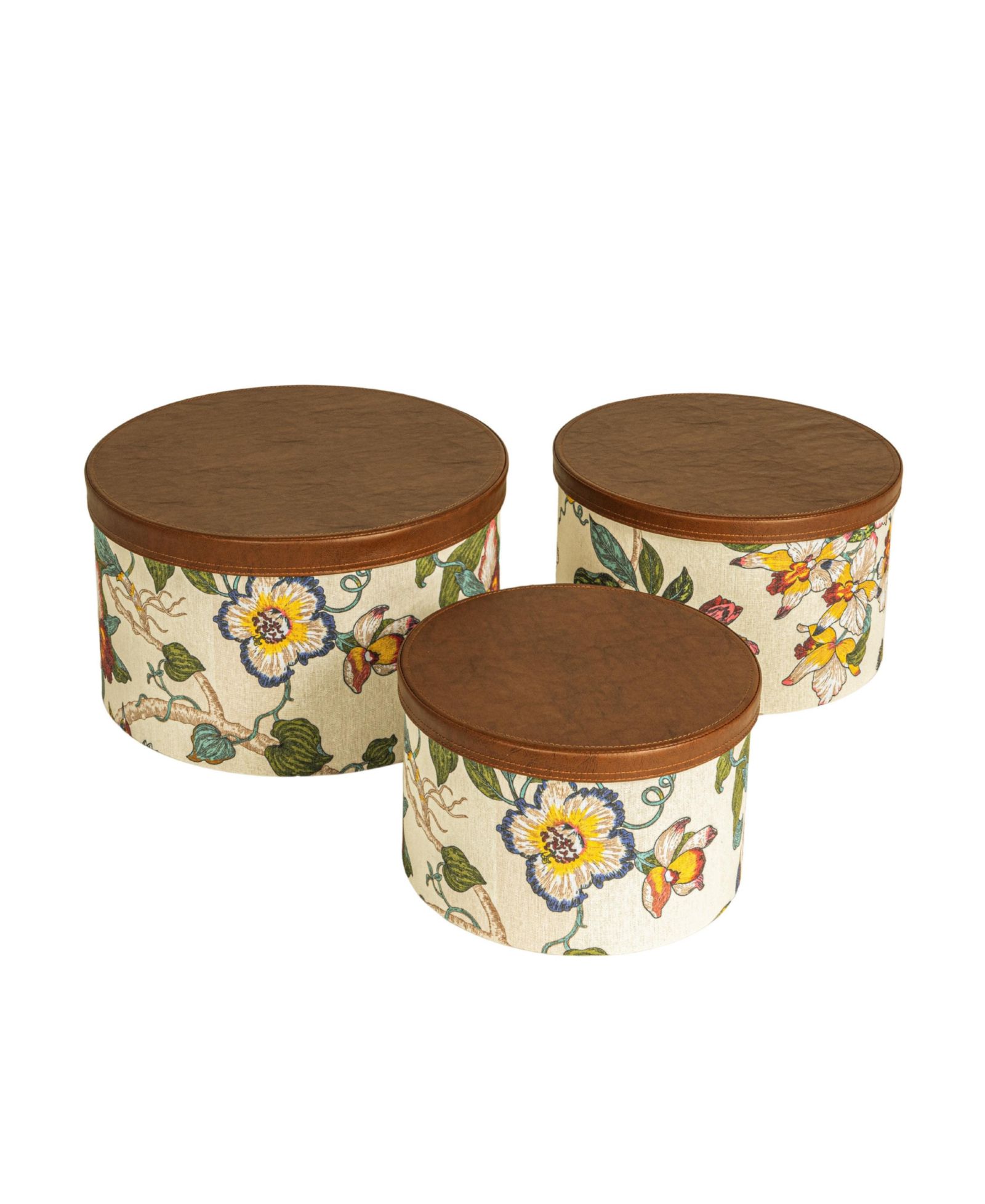 Household Essentials Set of 3 Floral Nestable Hat Boxes with Lids