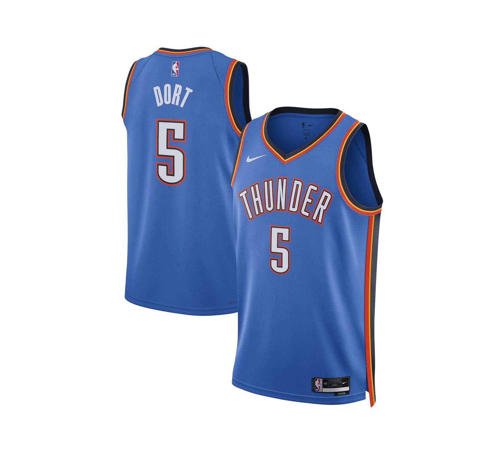 Мужская и женская джерси Nike Luguentz Dort Blue Oklahoma City Thunder Swingman Player - Icon Edition