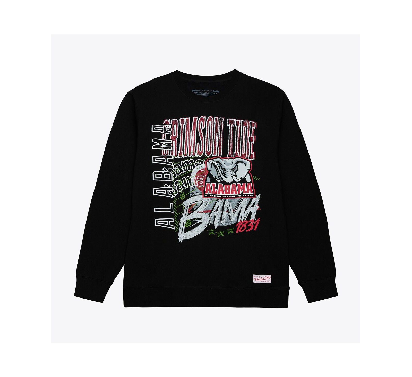 Мужской флисовый свитшот Mitchell & Ness Black Alabama Crimson Tide Half Time Crewneck