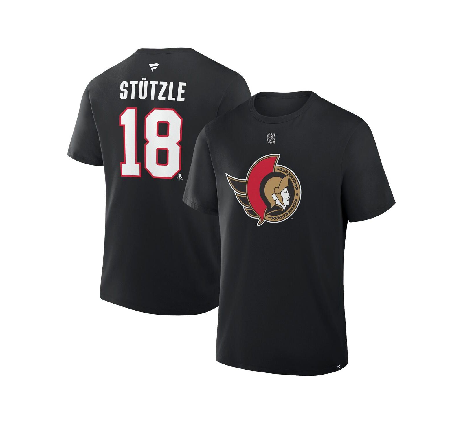 Мужская футболка Fanatics Tim Stutzle Ottawa Senators Authentic Stack Name & Number, Black