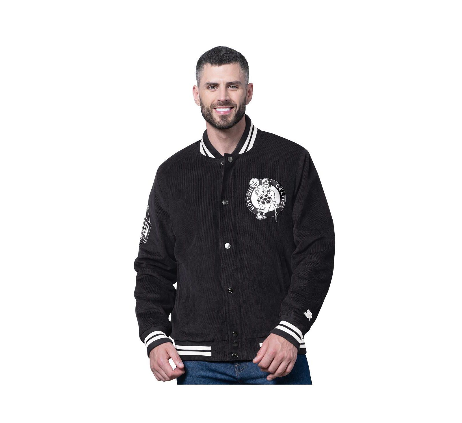 Мужская куртка Starter Black Boston Celtics Blackout Corduroy Full-Snap Varsity