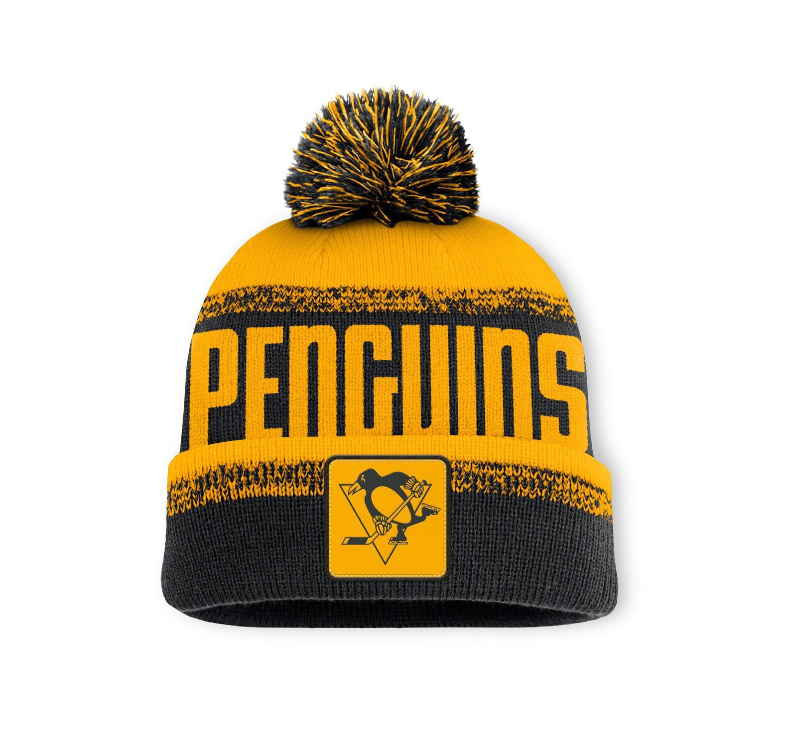 Мужская шапка Fanatics Black/Gold Pittsburgh Penguins Knit with Pom