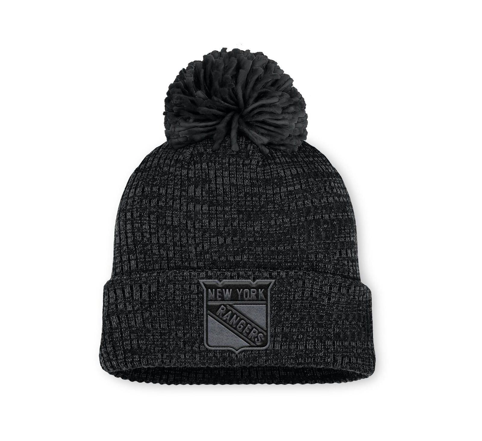 Женская черная вязаная шапка с помпоном New York Rangers Authentic Pro Road