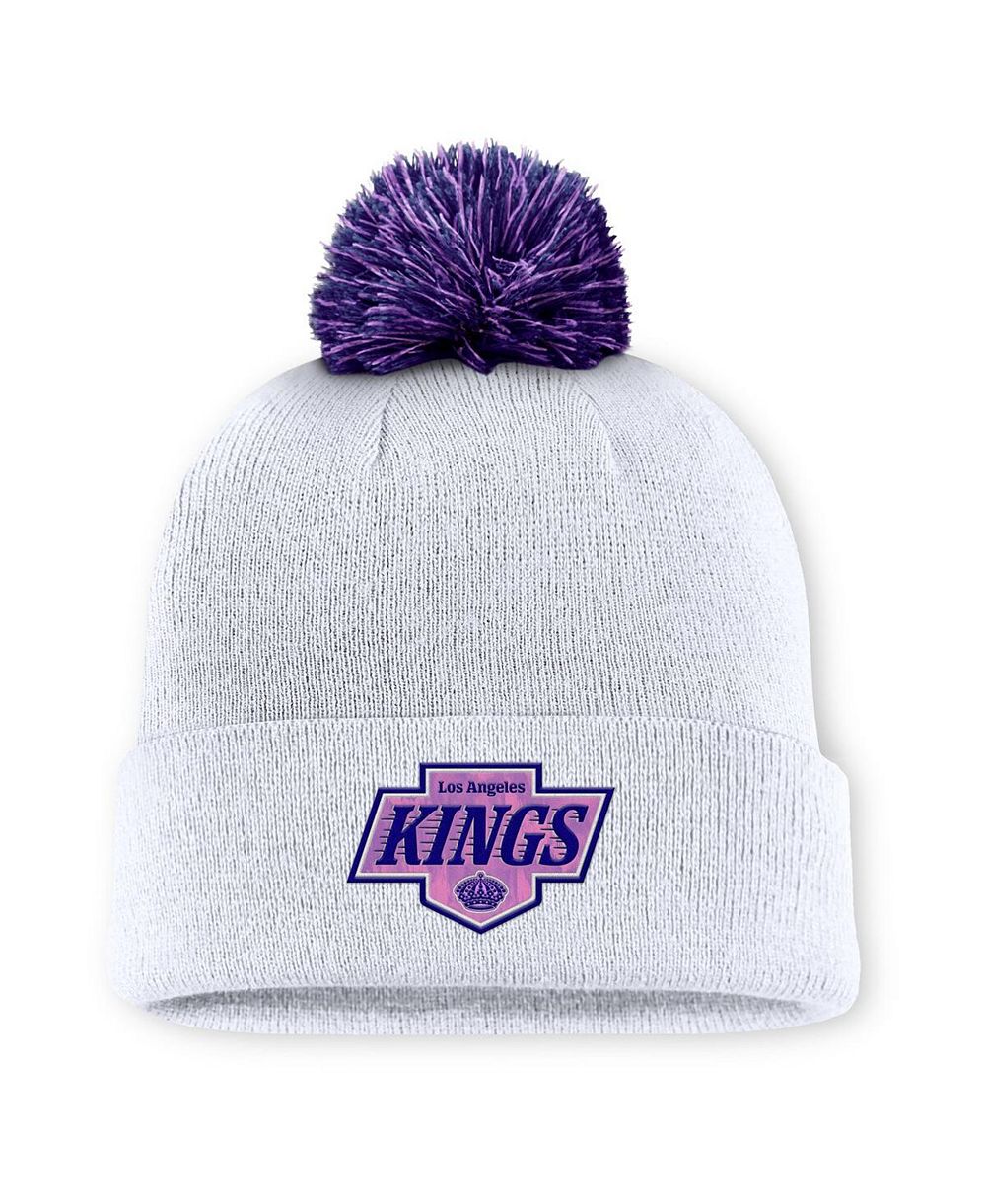 Мужская белая вязаная шапка с помпоном и отворотом Los Angeles Kings Authentic Pro Hockey Fights Cancer