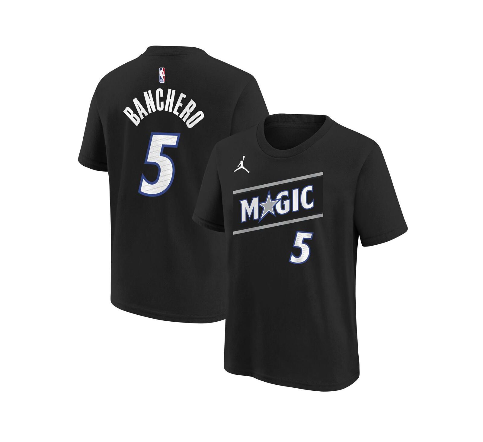 Jordan Футболка Paolo Banchero Black Orlando Magic Name & Number - Statement Edition для мальчиков и девочек