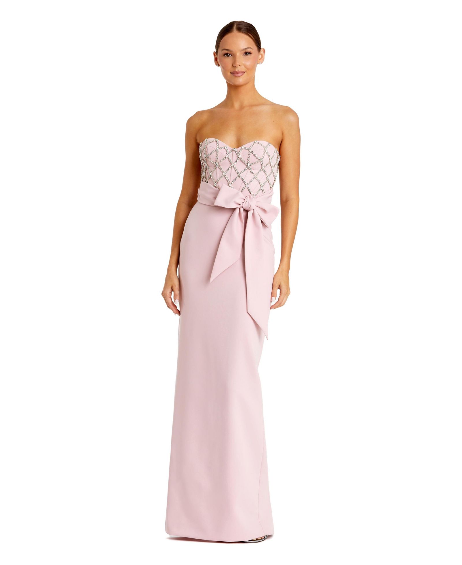Женское вечернее платье Mac Duggal Strapless Embellished Crepe с бантом