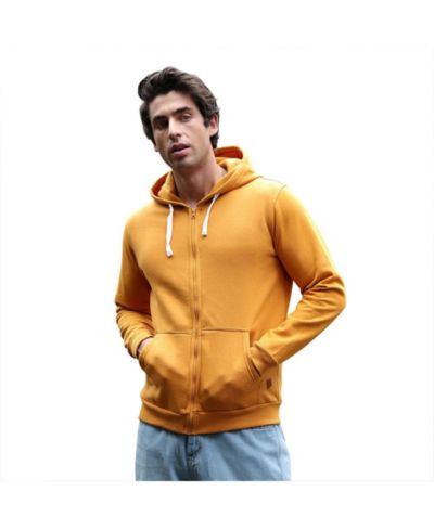Мужское худи Campus Sutra Mustard Yellow Zip-Front Regular