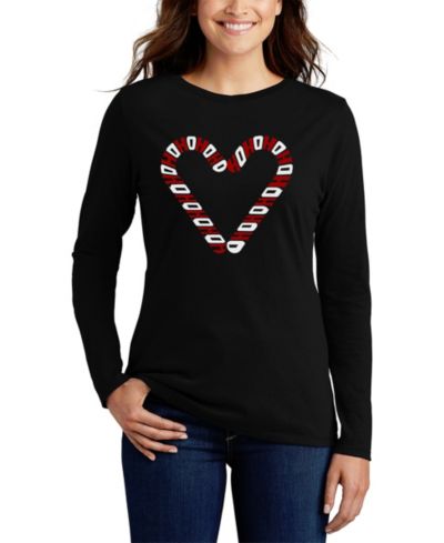 LA Pop Art Women's Candy Canes Word Art Long-Sleeve T-Shirt