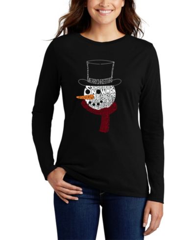 LA Pop Art Женская T-shirt Snowman Face Word Art Long-Sleeve