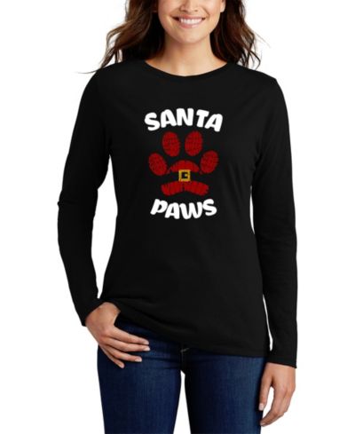 Женская футболка LA Pop Art Santa Paws Word Art с длинным рукавом