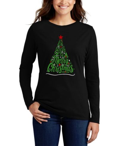 LA Pop Art Women's We Wish You A Merry Christmas Word Art Long-Sleeve T-Shirt