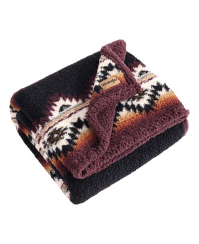 Wrangler Mountain Fog Printed Sherpa Throw, 50" x 70"