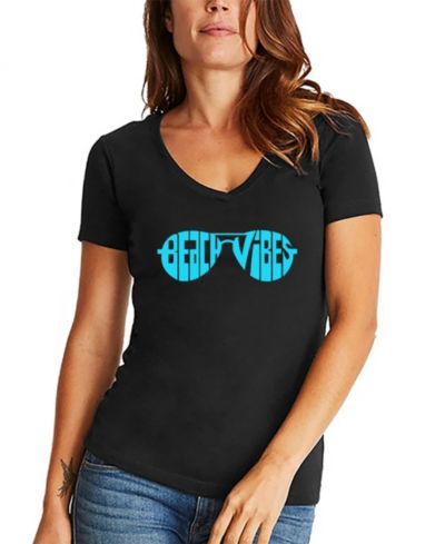 Женская футболка LA Pop Art Women's Beach Vibes V-Neck