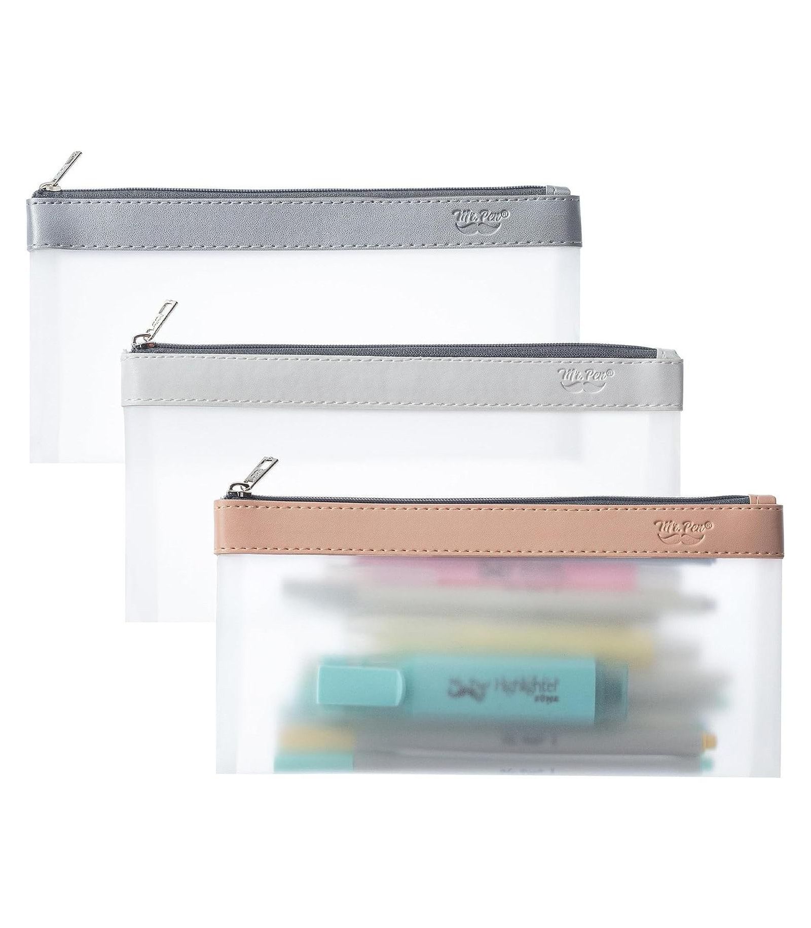 Mr. Pen Clear Pencil Pouch, 3 Pack, Clear Pencil Case, Pencil Bags