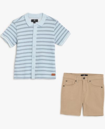 7 For All Mankind комплект из футболки поло в полоску и шорт для мальчиков