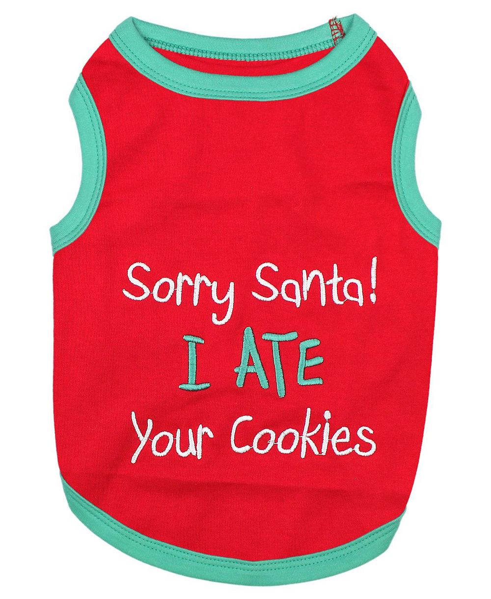 Футболка для собак Parisian Pet Sorry Santa I Ate Your Cookies Holiday Dog T-Shirt