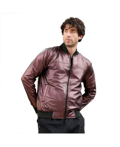 Мужская бомбер-куртка Campus Sutra Chocolate Brown Patent-Panel