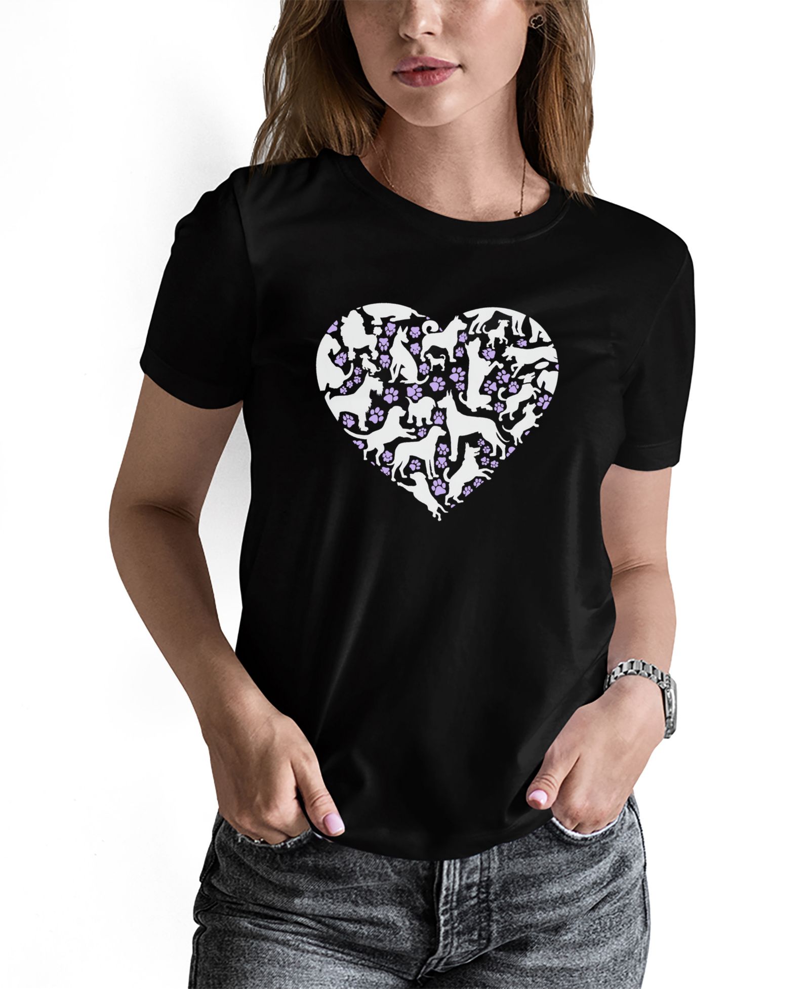 Женская футболка с длинным рукавом LA Pop Art с принтом Dog Heart