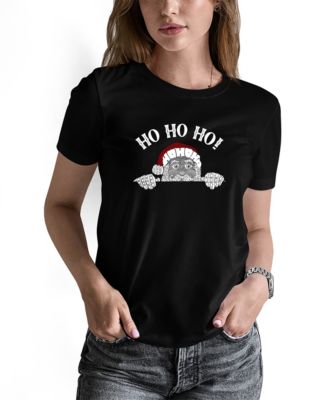 LA Pop Art Women's Peeking Santa Word Art Long-Sleeve T-Shirt