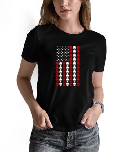 LA Pop Art Women's Skull Flag Word Art Long-Sleeve T-Shirt