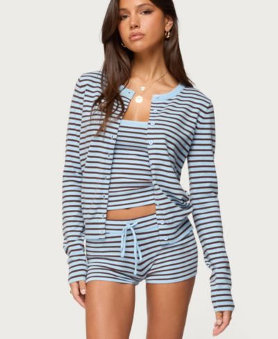 Edikted Women's Lillian Striped Button Up Knit Cardigan