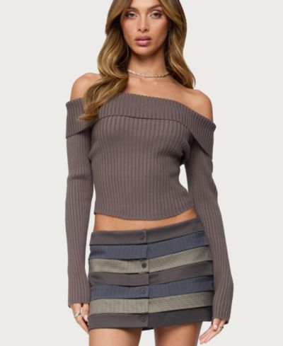 Edikted Women's Lauren Knit Fold Over Top