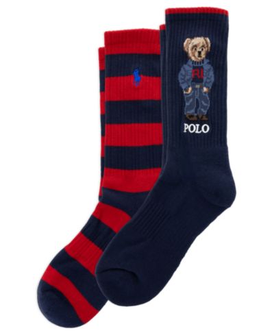 Мужские носки Polo Ralph Lauren Men's Denim Bear and Stripe Crew, 2-Pack
