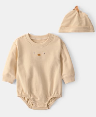 Carter's Baby Boys' or Baby Girls' Chick Bubble Round Neck Bodysuit and Hat, 2-Piece Set