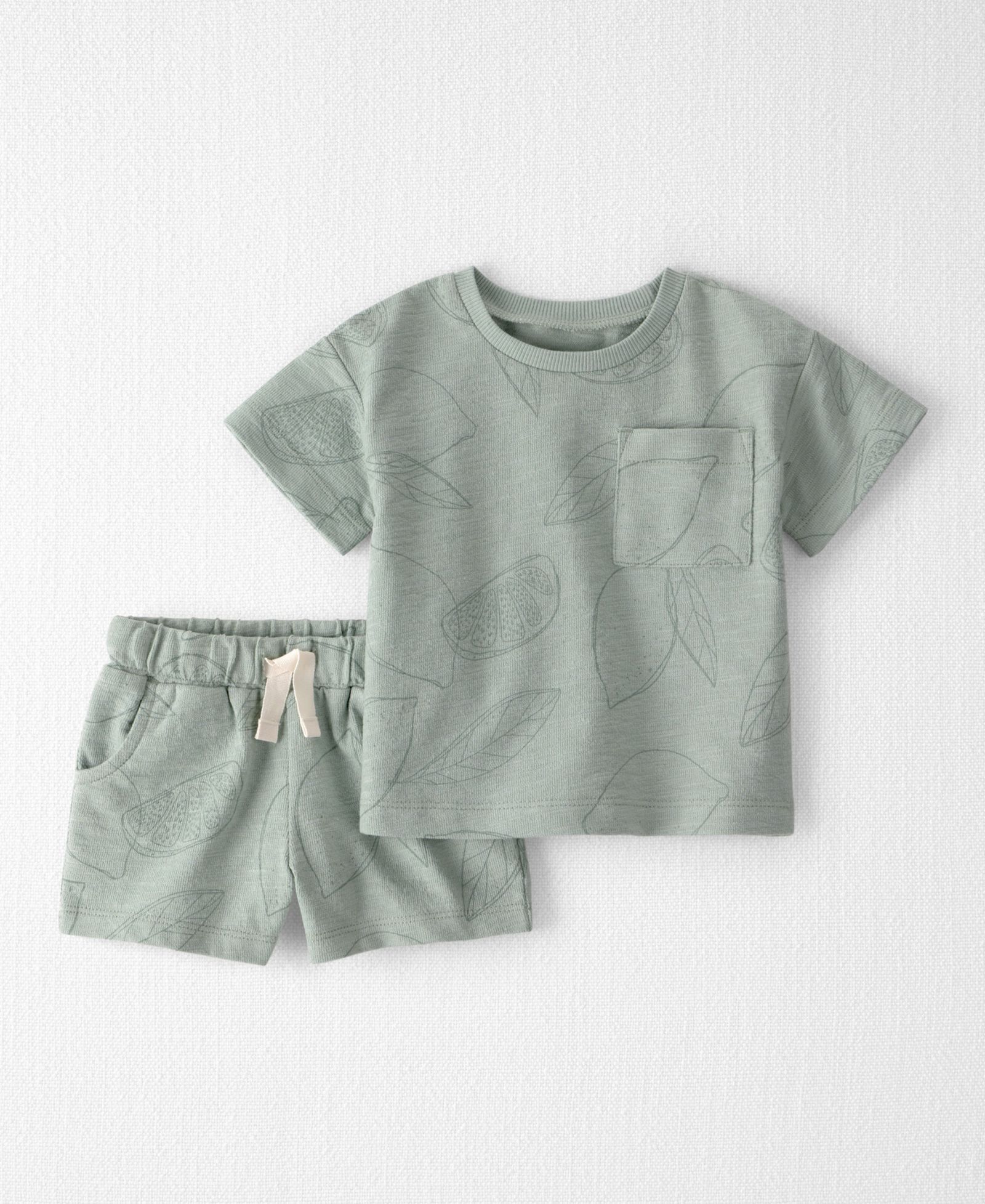 Комплект Little Planet by Carter's Organic Cotton Textured Round Neck T-Shirt и Shorts для малышей