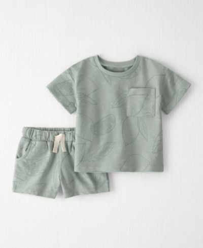 Little Planet by Carter's Baby Boys' Organic Cotton Textured Round Neck T-Shirt and Shorts, 2-Piece Set