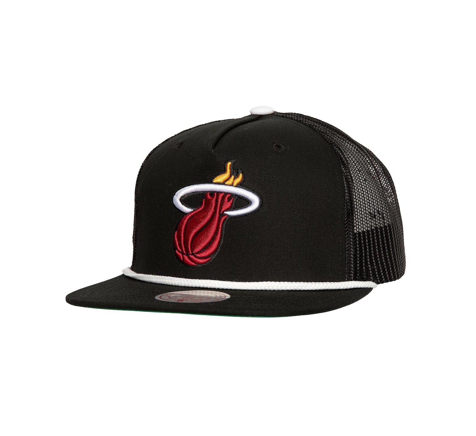 Мужская кепка Mitchell & Ness Miami Heat Roper Meshback Trucker Snapback, черная