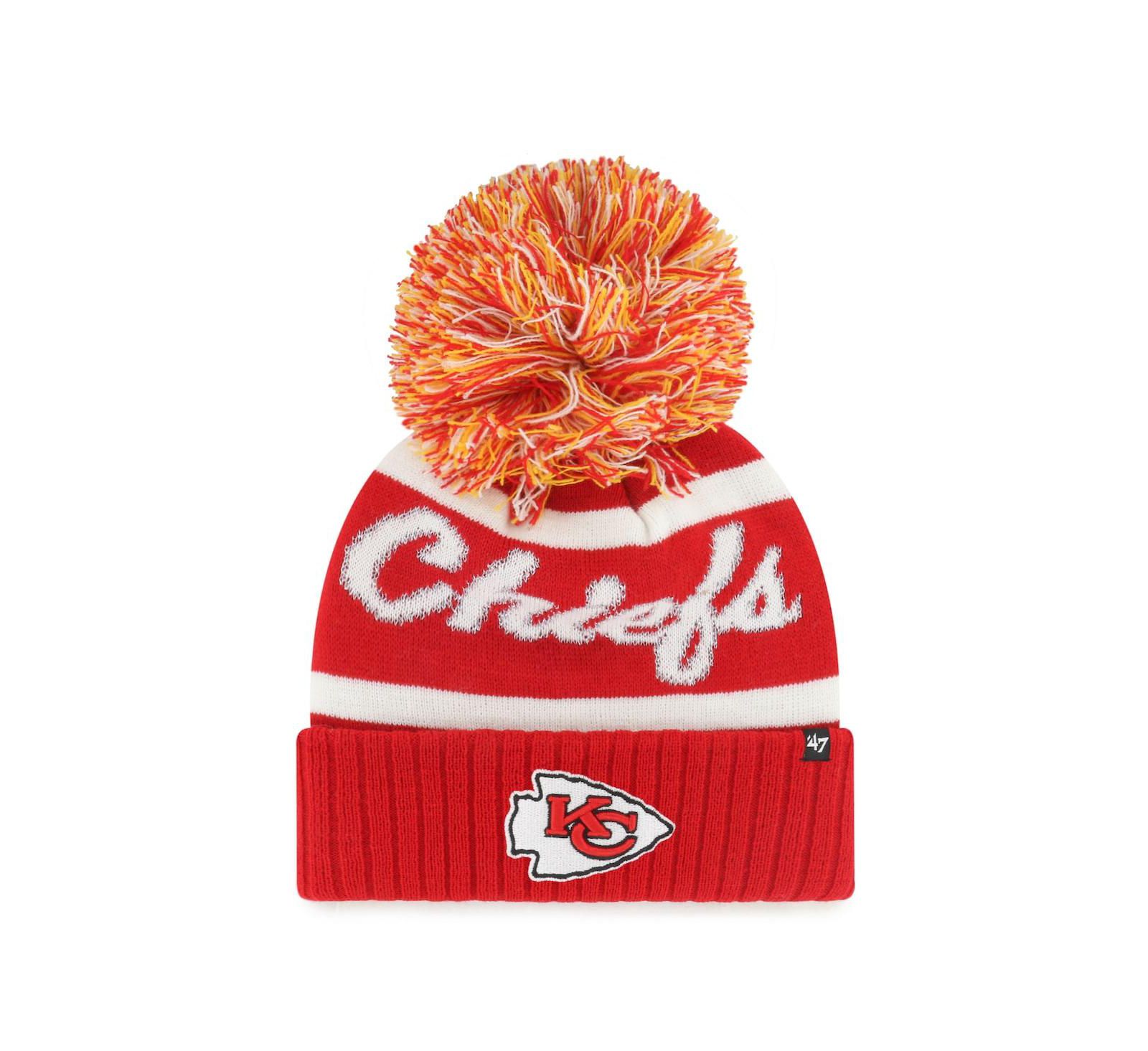 Women's Red Kansas City Chiefs Spirited Cuffed Knit Hat with Pom