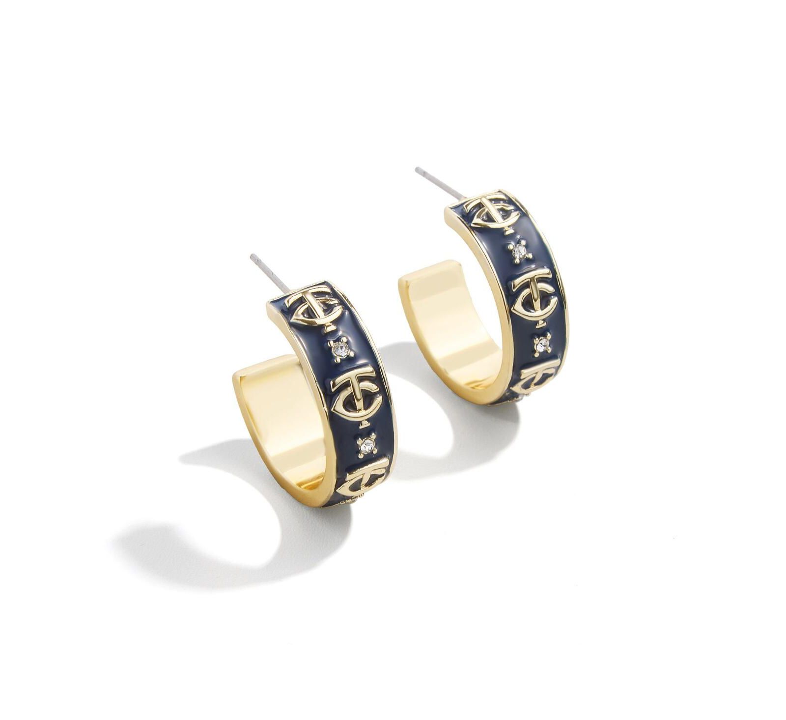 Серьги WEAR by Erin Andrews x BaubleBar Minnesota Twins Enamel Hoop