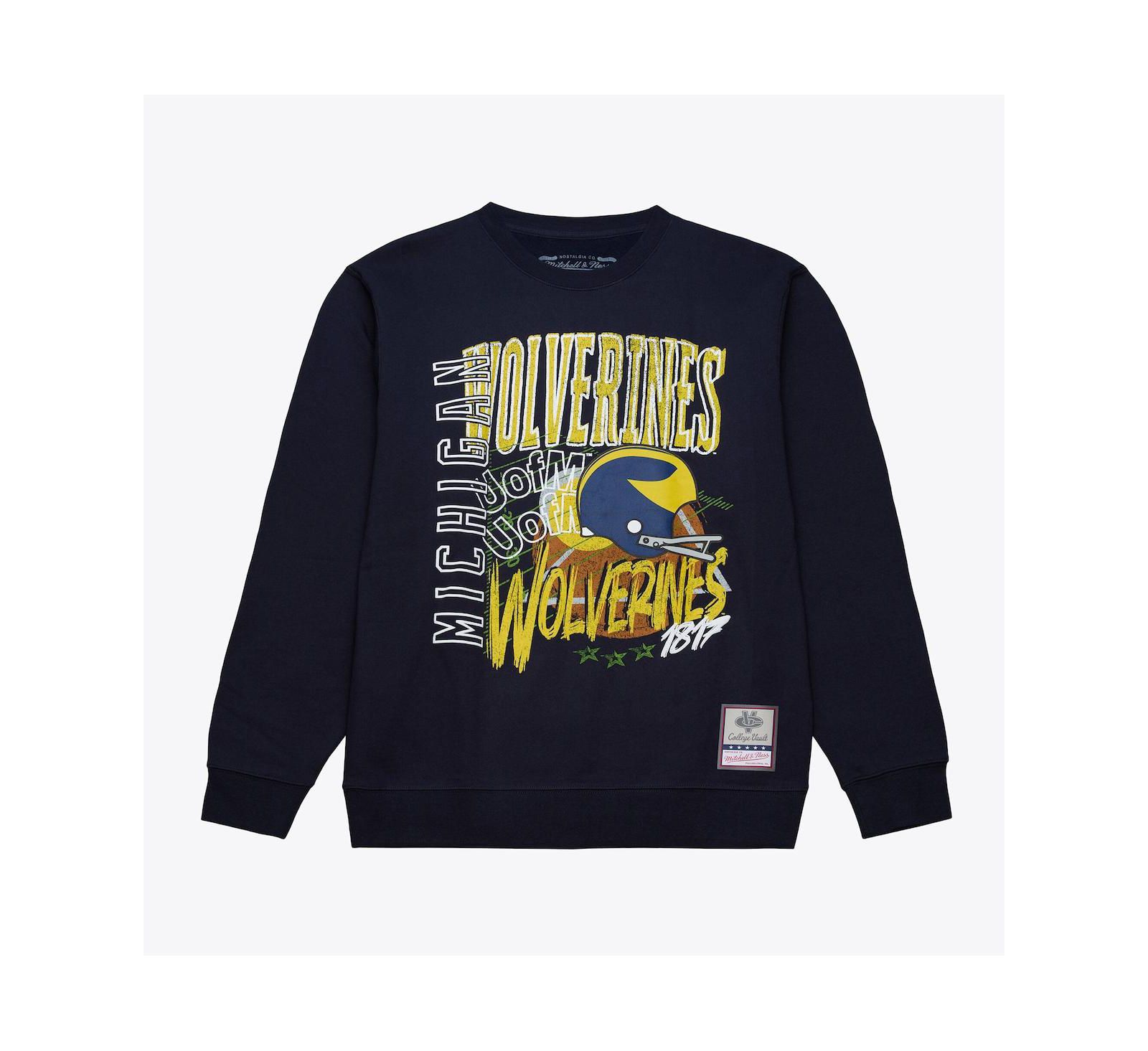 Мужская флисовая толстовка Mitchell & Ness Michigan Wolverines Navy