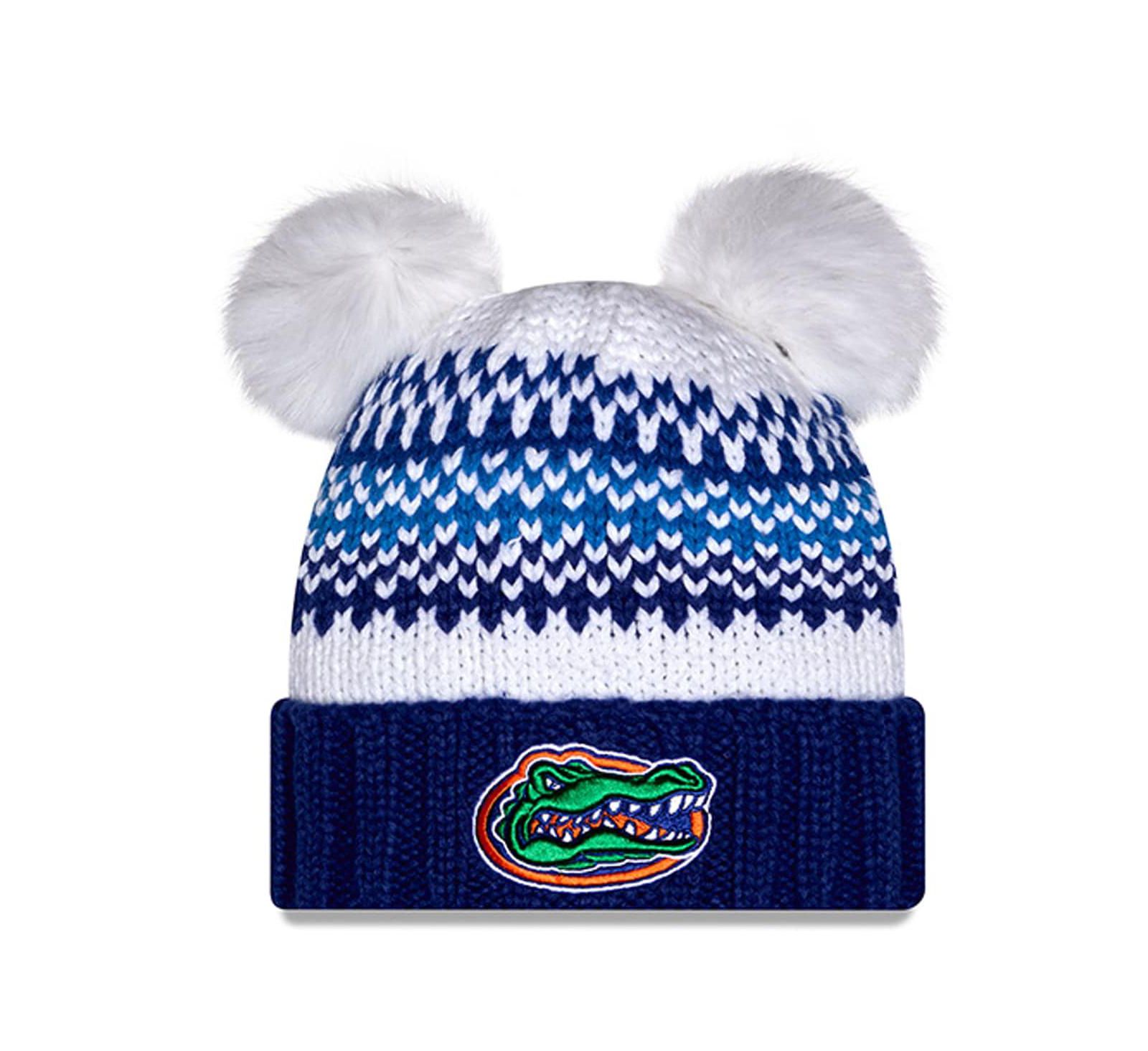 Женская трикотажная шапка New Era Royal Florida Gators Double Pom Print