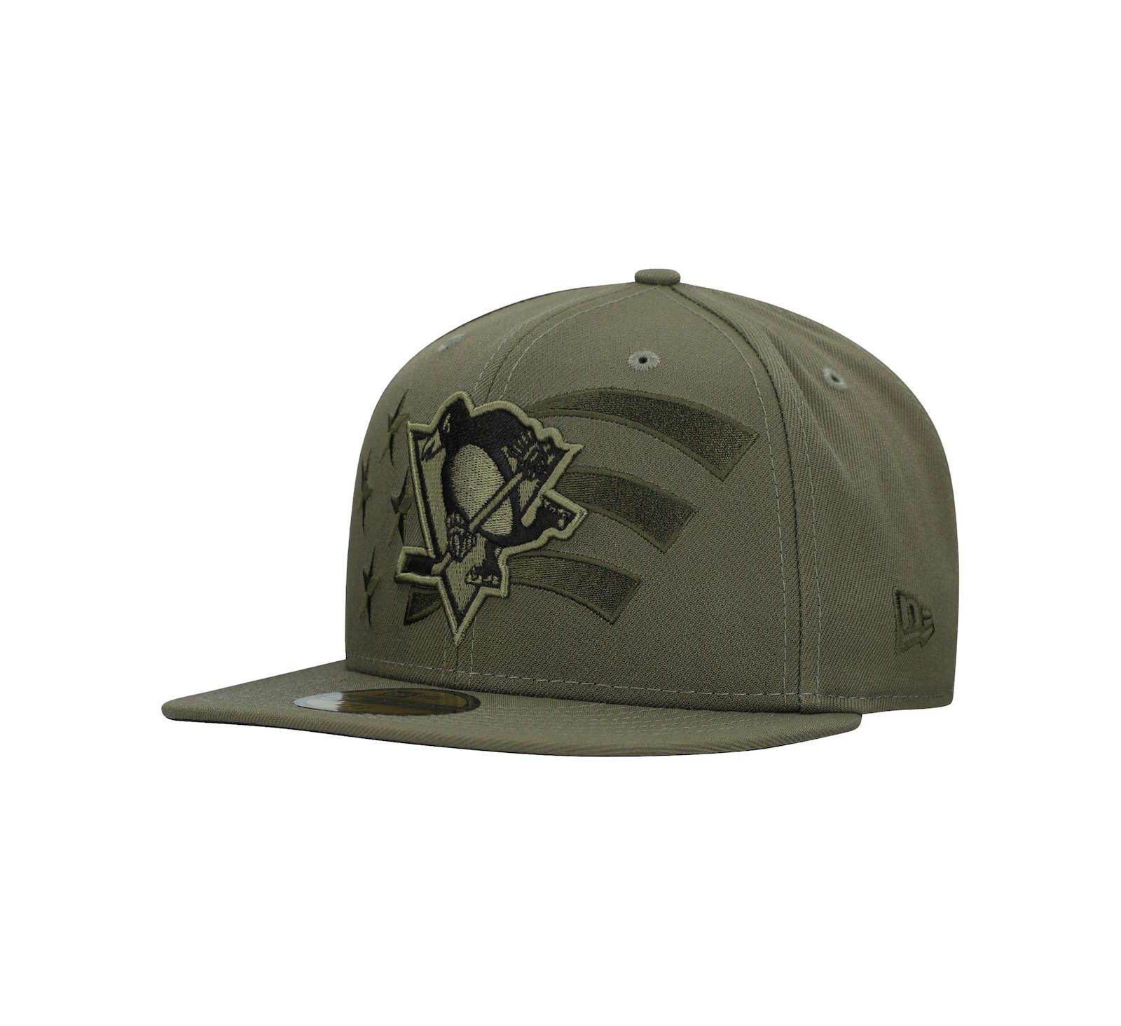 New Era Мужская кепка Pittsburgh Penguins Military Appreciation Flag 59FIFTY Fitted Olive