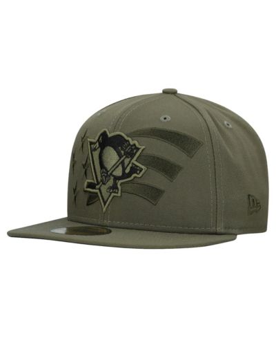 New Era Men's Olive Pittsburgh Penguins Military Appreciation Flag 59FIFTY Fitted Hat