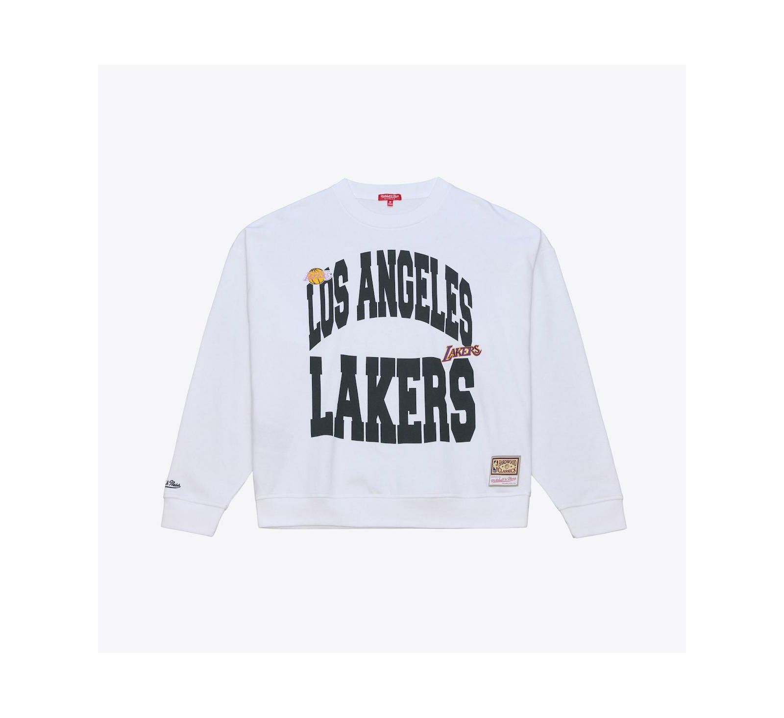 Women's White Los Angeles Lakers Lightweight Block Letter Sweatshirt