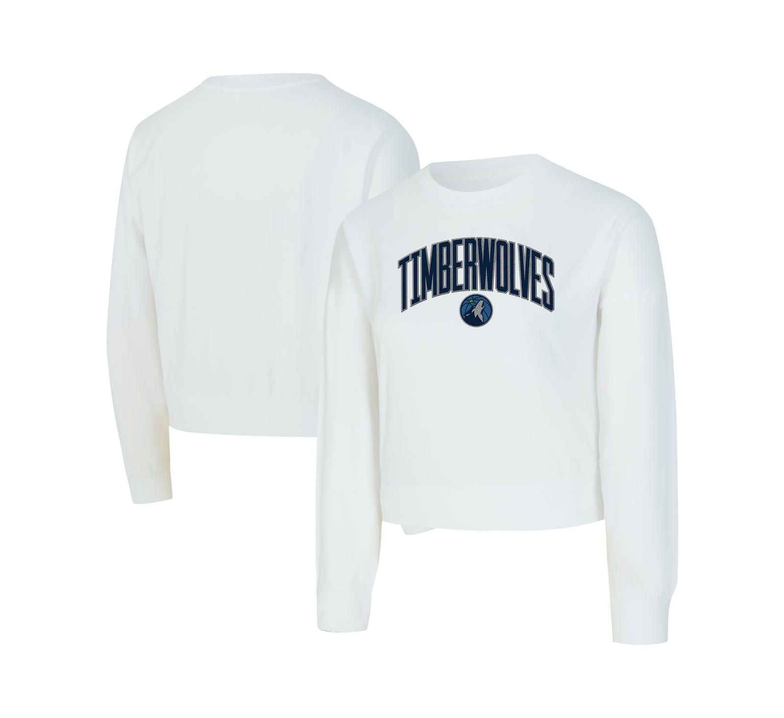 Женский кроп-топ Concepts Sport White Minnesota Timberwolves Laney Chenille Cropped Long Sleeve T-Shirt