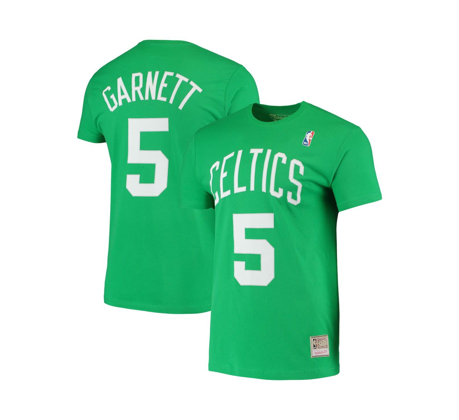 Mitchell & Ness Мужская футболка Kevin Garnett Kelly Green Boston Celtics Hardwood Classics Stitch Name & Number