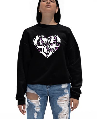 Женский свитшот LA Pop Art Cat Heart Word Art Crew Neck