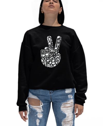 Женское свитшот LA Pop Art с принтом Peace Finger Notes и круглым вырезом