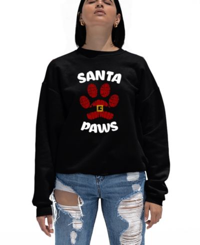 Женский свитшот LA Pop Art Santa Paws Word Art с круглым вырезом