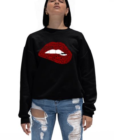 LA Pop Art Женская толстовка Brooklyn Lips Word Art Crew Neck