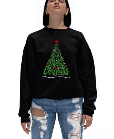 Женский свитшот LA Pop Art We Wish You A Merry Christmas Word Art Crew Neck