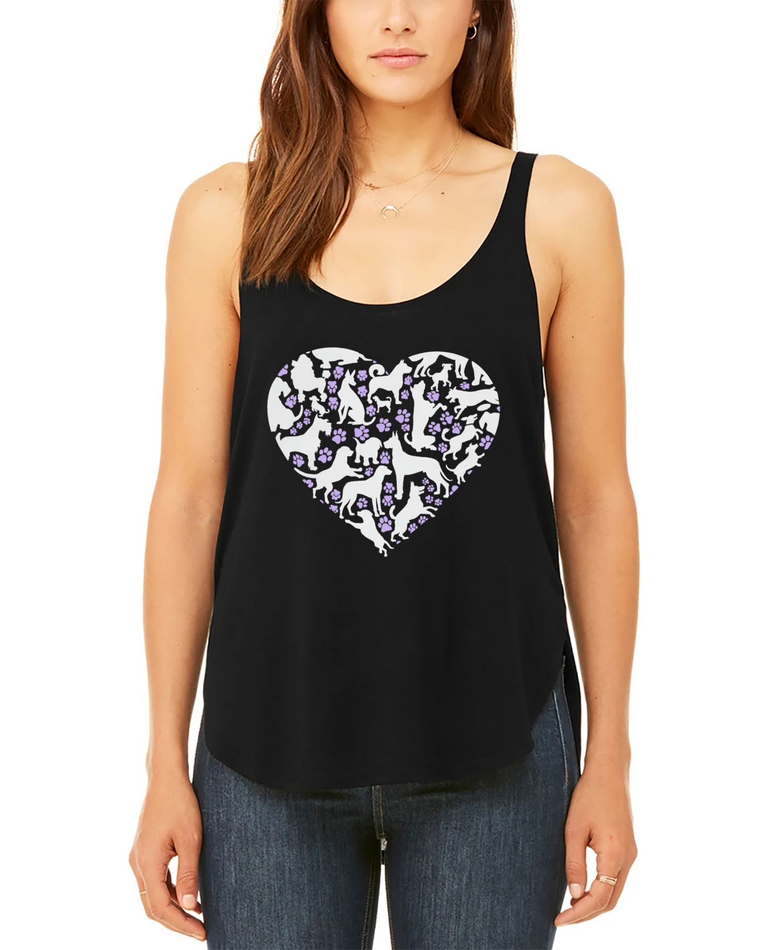 Женская майка LA Pop Art Dog Heart Premium Word Art Flowy