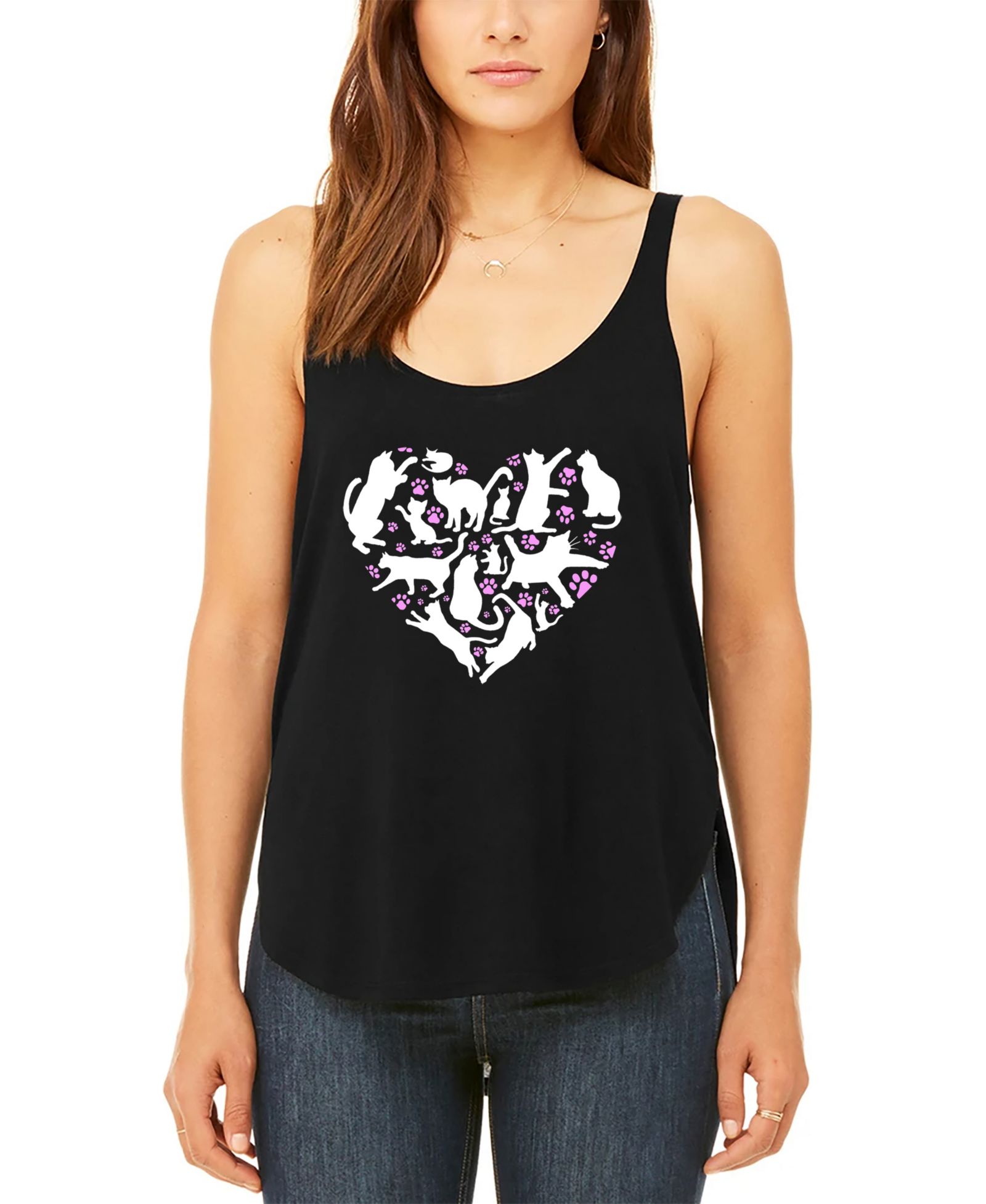 Женский топ LA Pop Art Cat Heart Premium Word Art Flowy Tank Top
