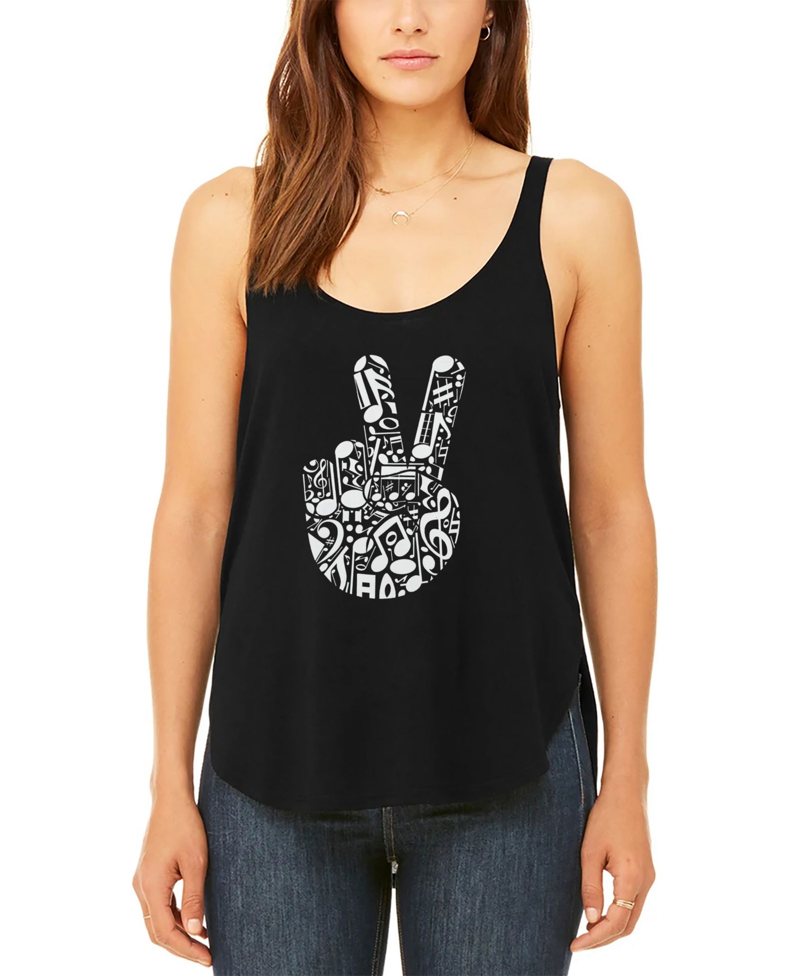 LA Pop Art Женский топ-майка Peace Finger Notes Premium Word Art Flowy