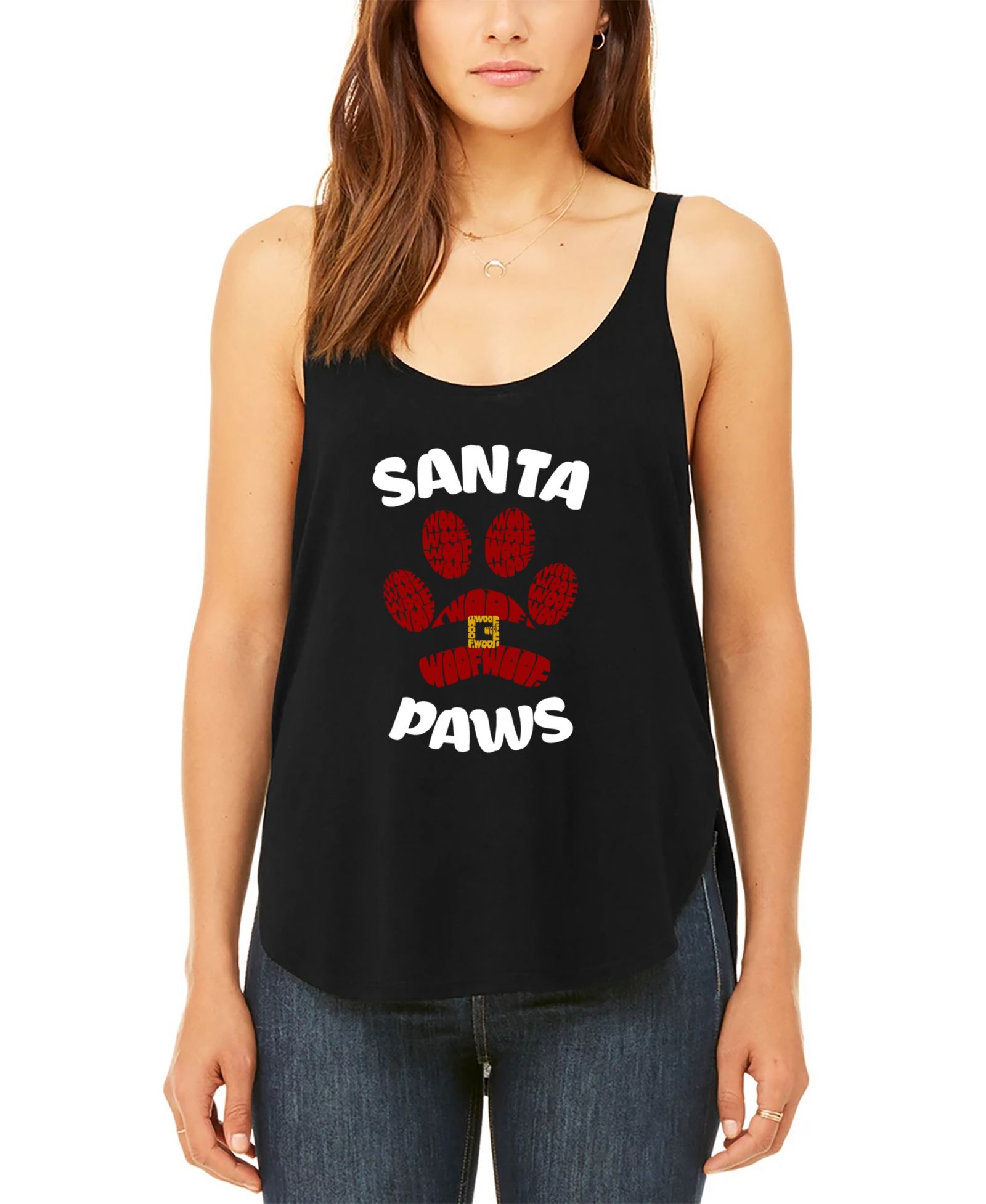 Женский топ LA Pop Art Santa Paws Premium Word Art Flowy Tank Top